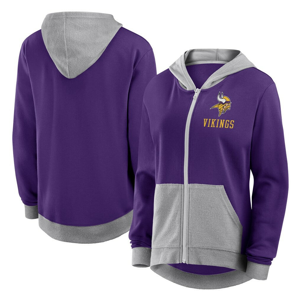 Minnesota Vikings Logo Athletic Women's Hit It French Terry Full-Zip Hoodie | NFL Hot