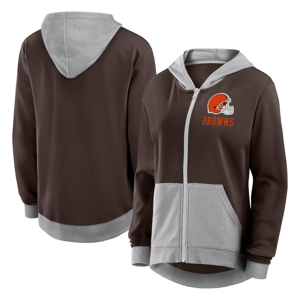 Cleveland Browns Logo Athletic Women's Hit It French Terry Full-Zip Hoodie | NFL Online