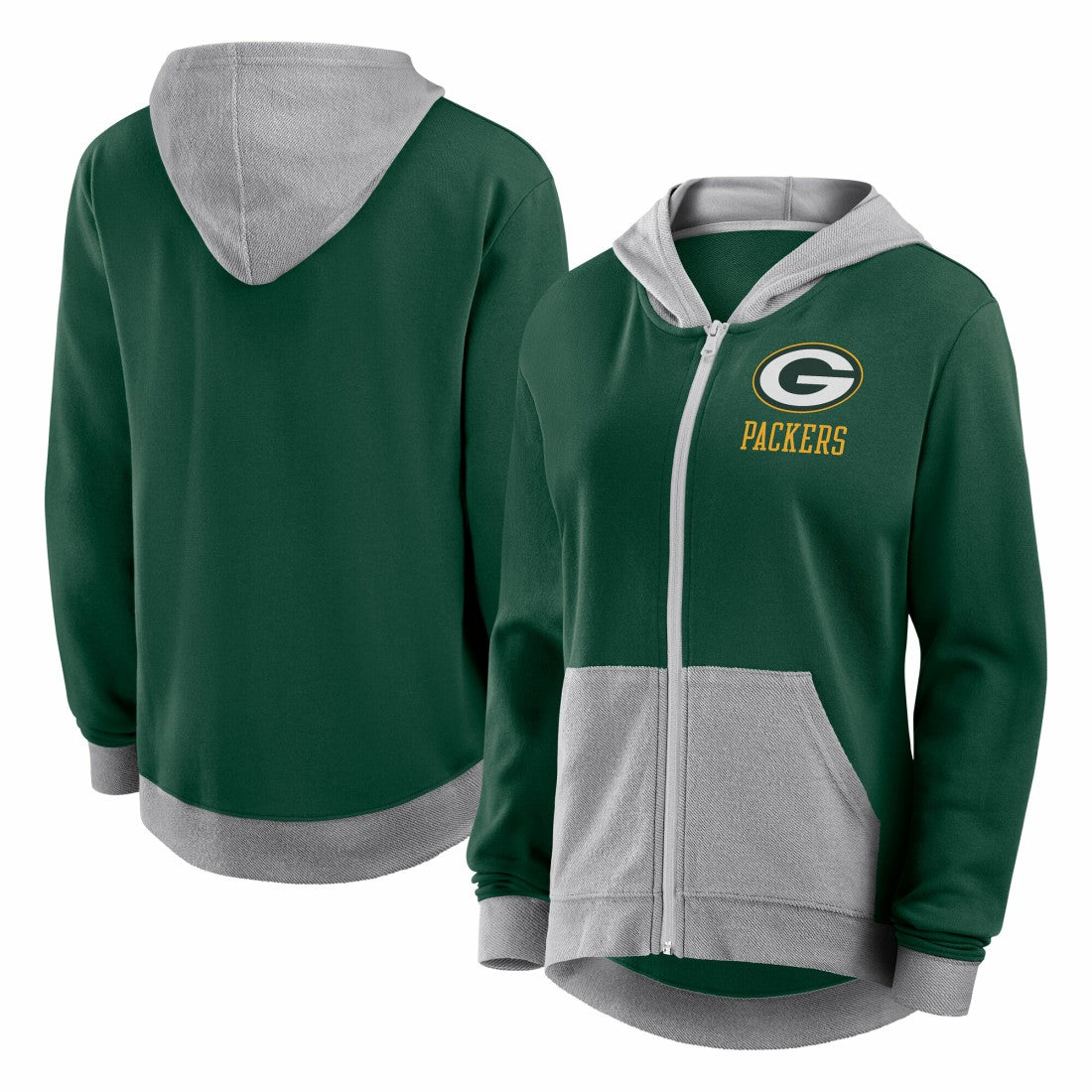 Green Bay Packers Logo Athletic Women's Hit It French Terry Full-Zip Hoodie | NFL US