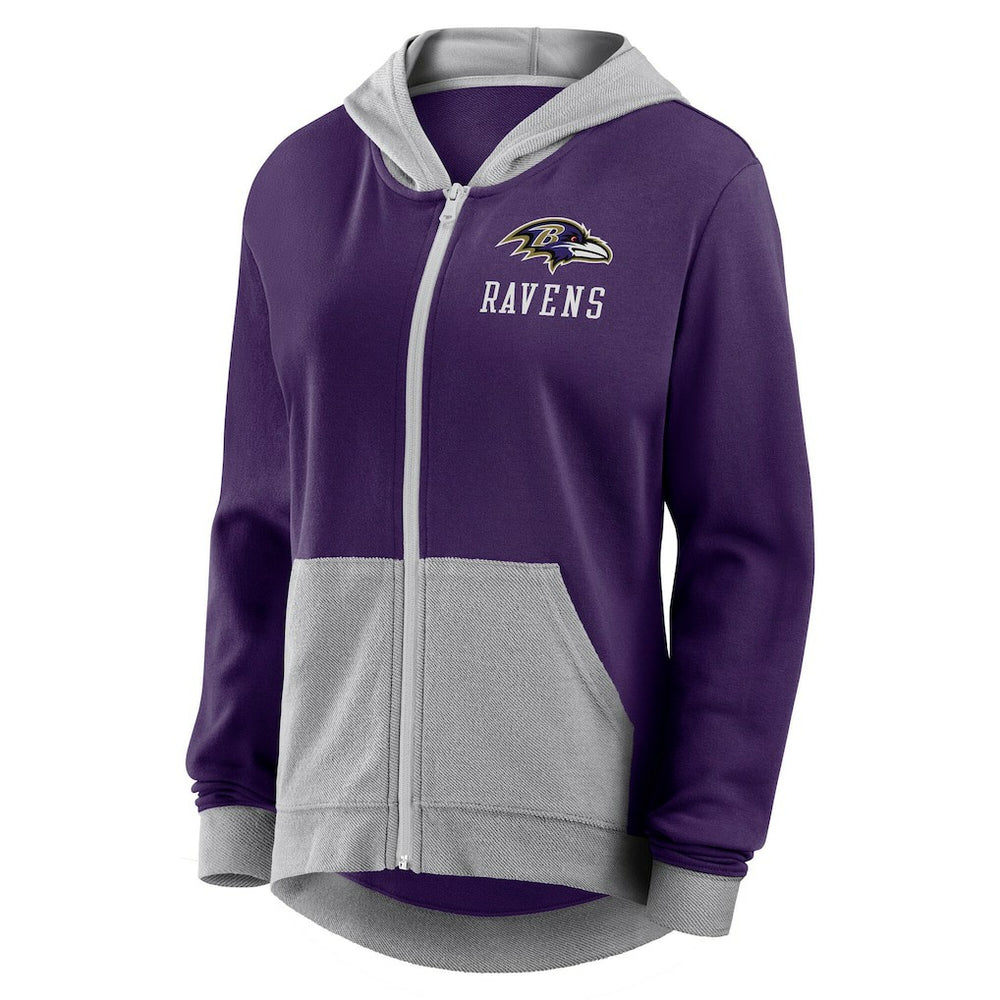 Baltimore Ravens Logo Athletic Women's Hit It French Terry Full-Zip Hoodie | NFL Hot