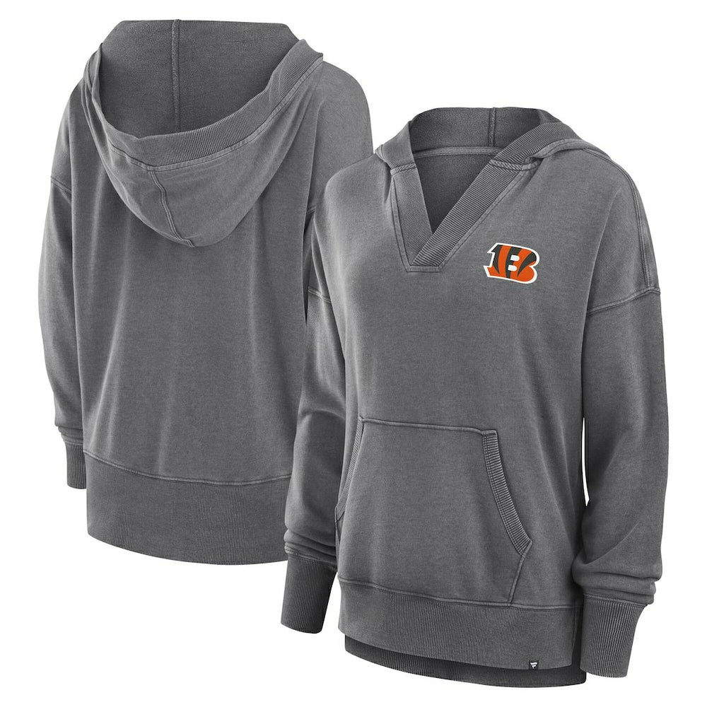 Cincinnati Bengals Women's Initiative Snow Wash French Terry V-Neck Pullover Hoodie | NFL Online