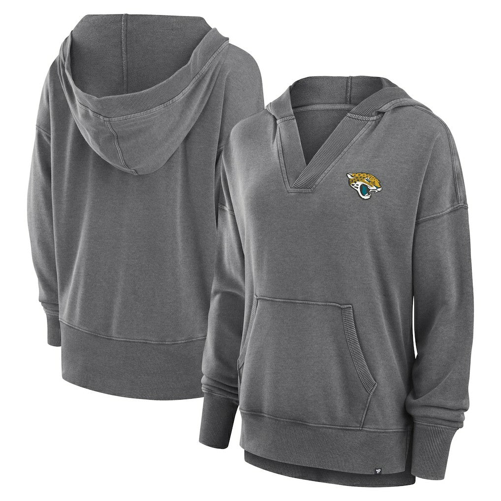 Jacksonville Jaguars Women's Initiative Snow Wash French Terry V-Neck Pullover Hoodie | NFL On sale
