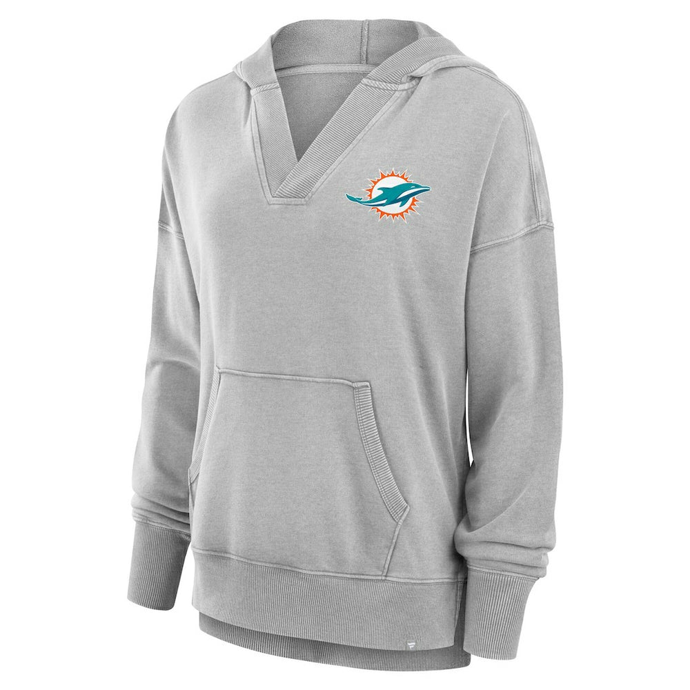 Miami Dolphins Women's Initiative Snow Wash French Terry V-Neck Pullover Hoodie | NFL Sale