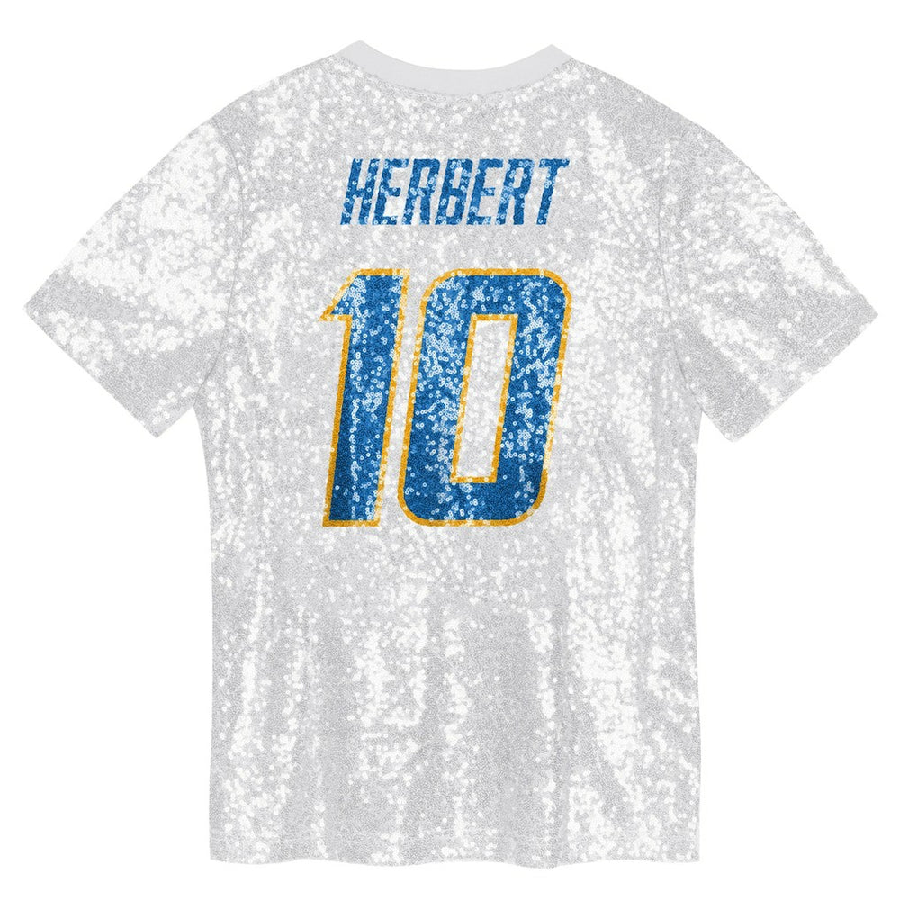 Los Angeles Chargers Justin Herbert  Girls Youth Sequin V-Neck Fashion Jersey | NFL New