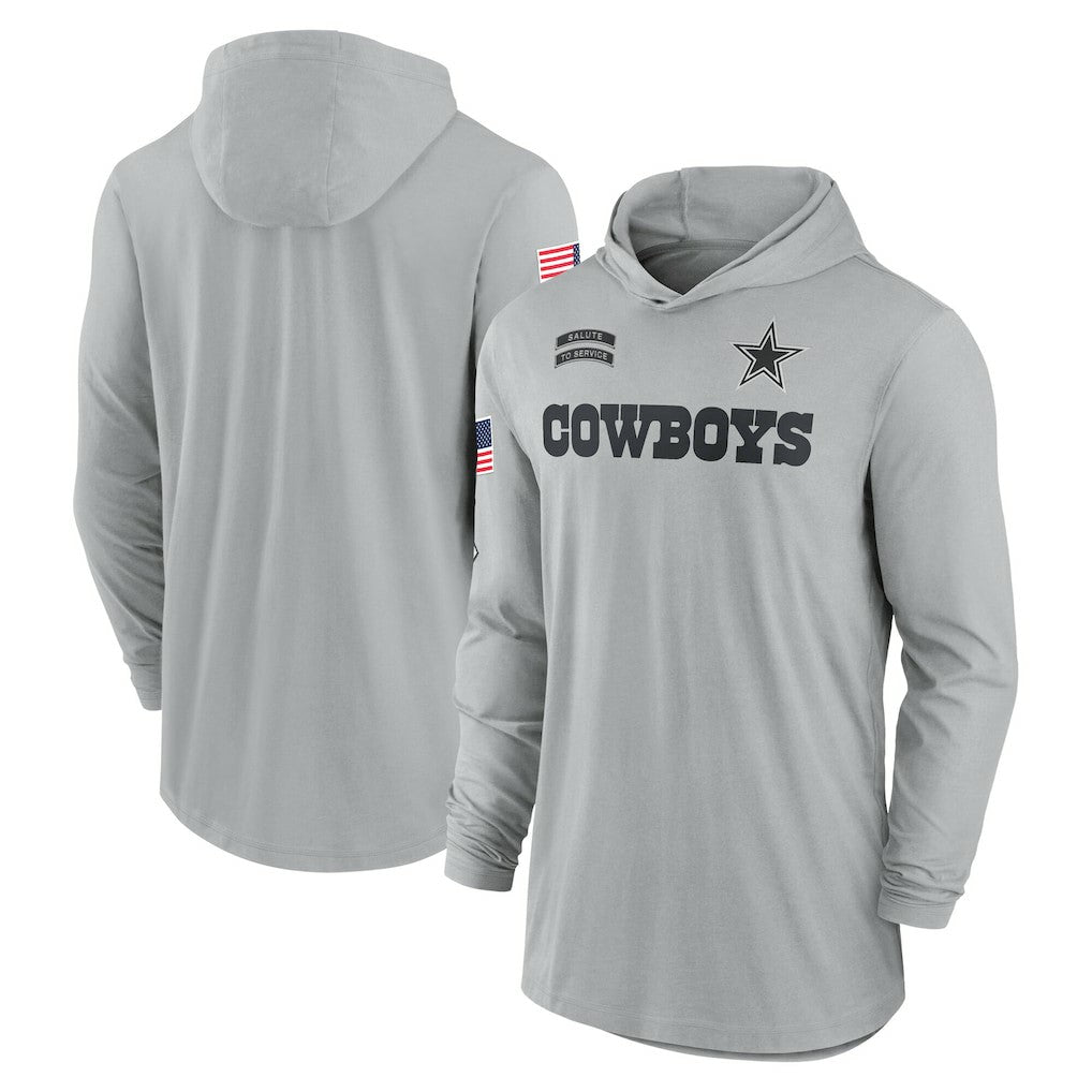 Dallas Cowboys 2024 Salute to Service Lightweight Dri-FIT Long Sleeve Hoodie T-Shirt | NFL Outlet