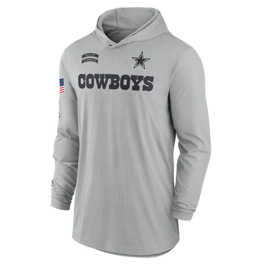 Dallas Cowboys 2024 Salute to Service Lightweight Dri-FIT Long Sleeve Hoodie T-Shirt | NFL Outlet