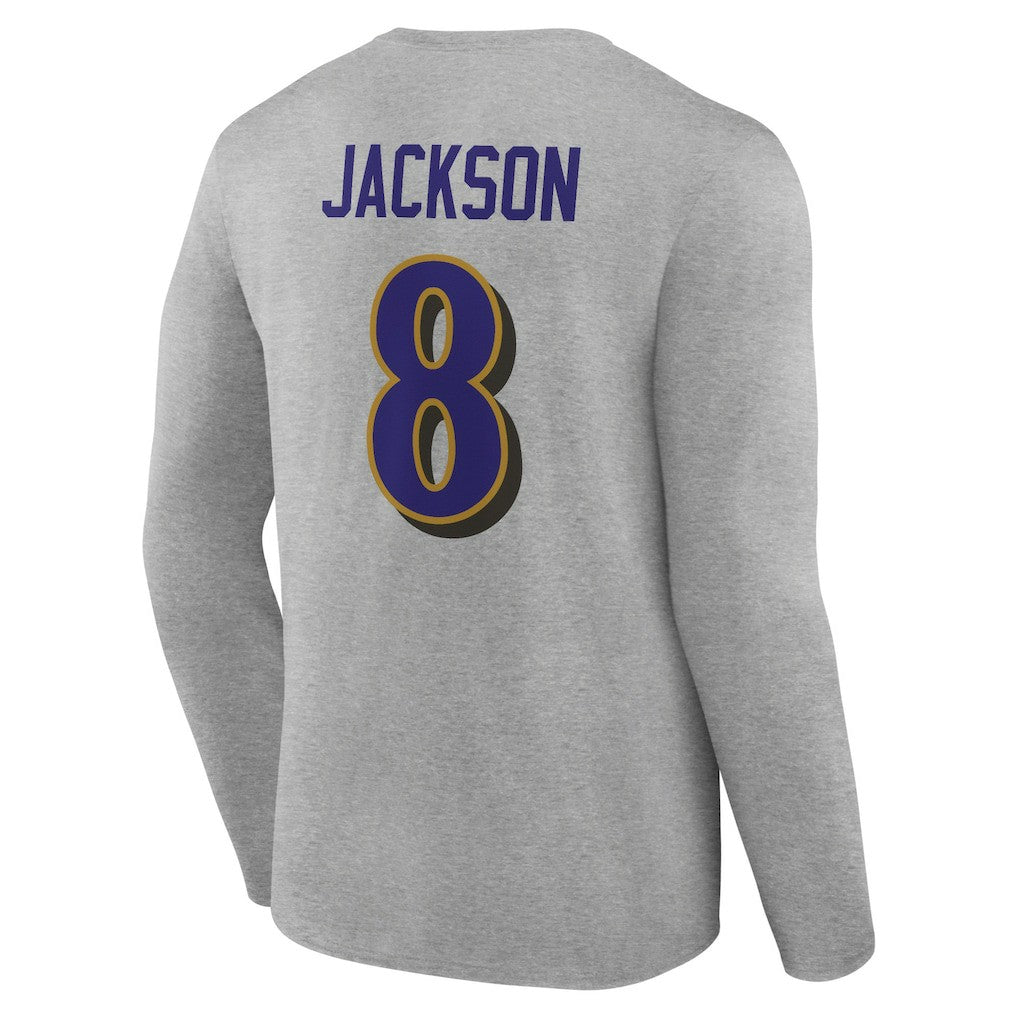 Baltimore Ravens Lamar Jackson  Icon Player Name & Number Long Sleeve T-Shirt | NFL Discount