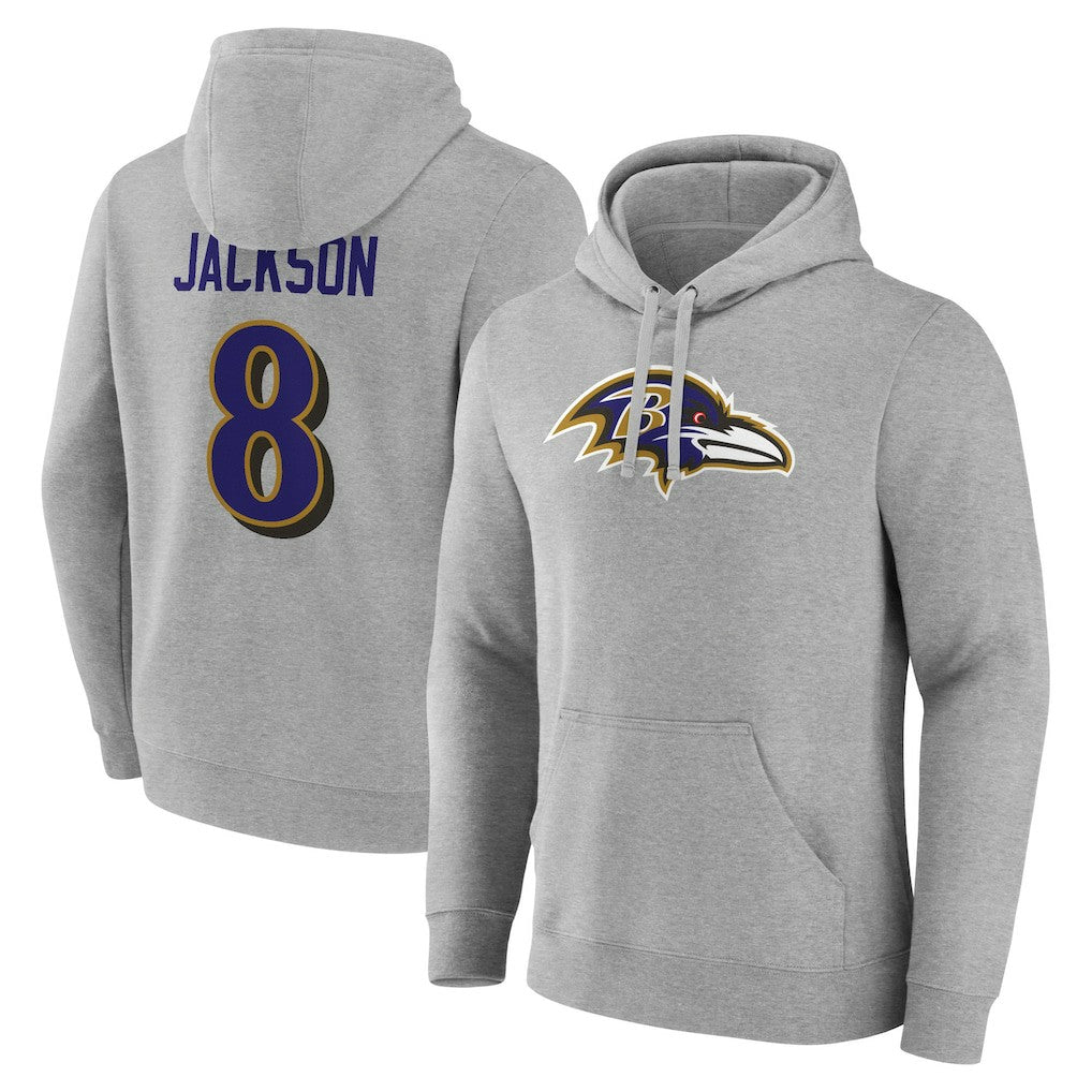Baltimore Ravens Lamar Jackson  Icon Player Name & Number Pullover Hoodie | NFL Online