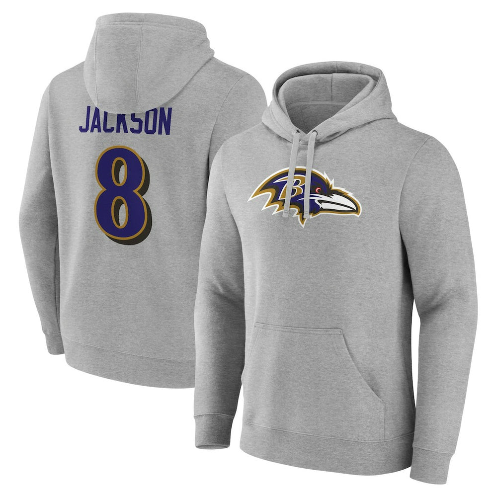 Baltimore Ravens Lamar Jackson  Icon Player Name & Number Pullover Hoodie | NFL Online