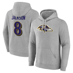Baltimore Ravens Lamar Jackson  Icon Player Name & Number Pullover Hoodie | NFL Online