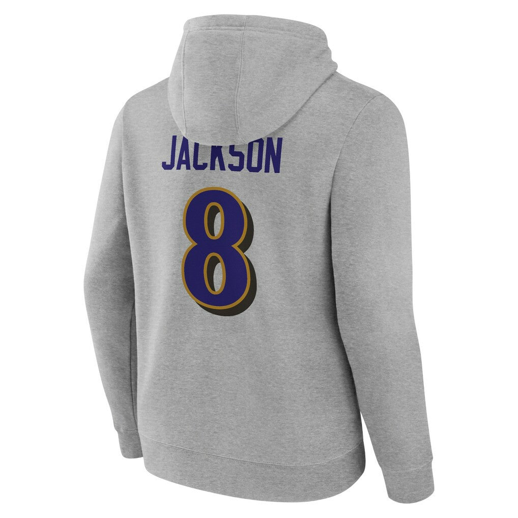 Baltimore Ravens Lamar Jackson  Icon Player Name & Number Pullover Hoodie | NFL Online