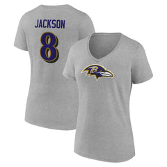Baltimore Ravens Lamar Jackson  Women's Icon Player Name & Number V-Neck T-Shirt | NFL Near me