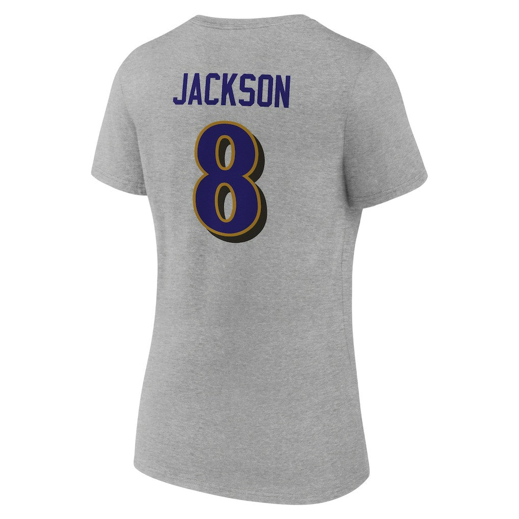 Baltimore Ravens Lamar Jackson  Women's Icon Player Name & Number V-Neck T-Shirt | NFL Near me