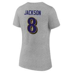 Baltimore Ravens Lamar Jackson  Women's Icon Player Name & Number V-Neck T-Shirt | NFL Near me