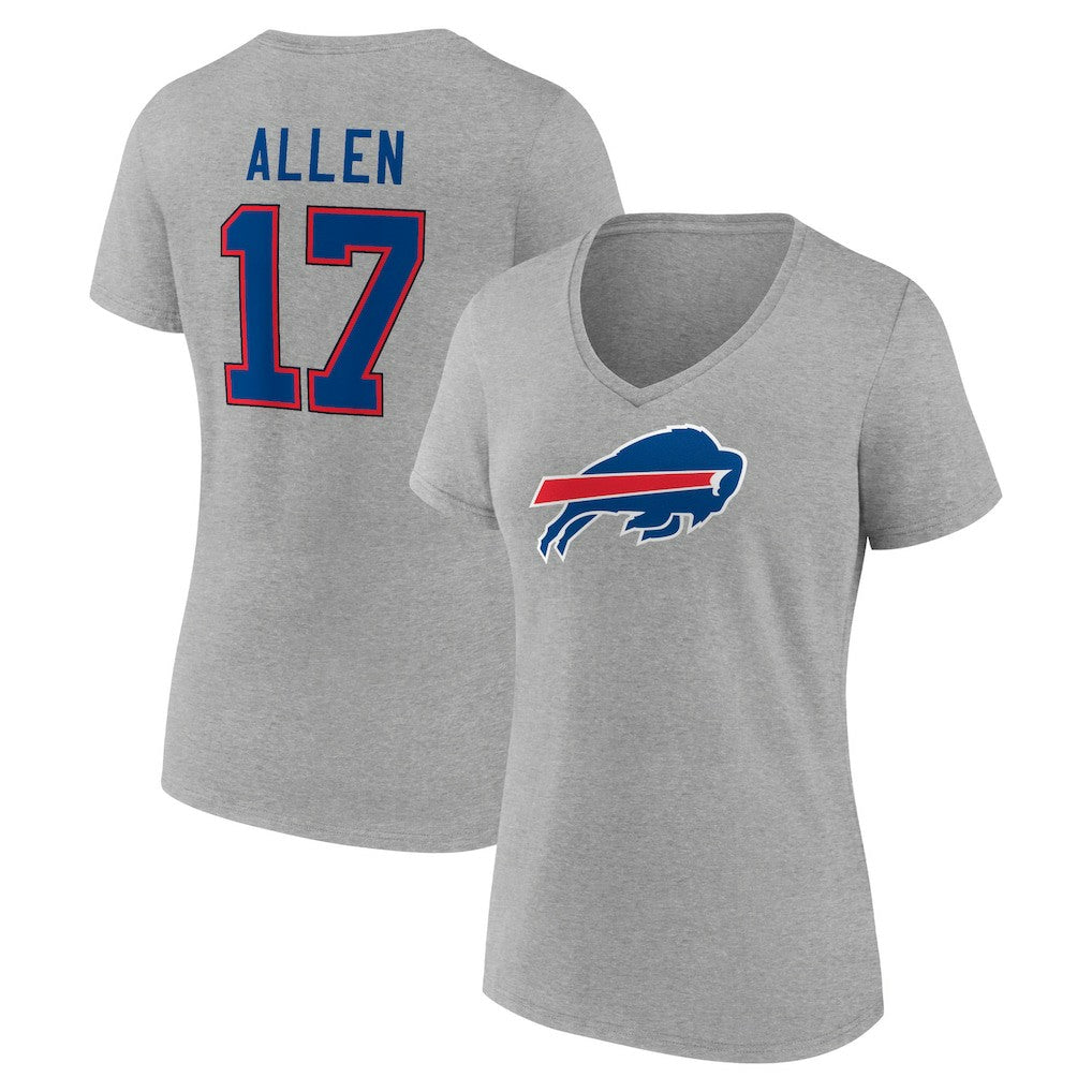 Buffalo Bills Josh Allen  Women's Icon Player Name & Number V-Neck T-Shirt | NFL US