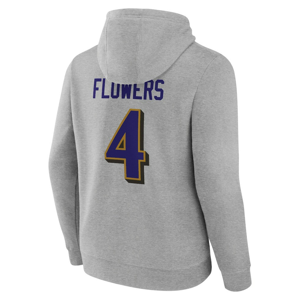 Baltimore Ravens Zay Flowers  Icon Player Name & Number Pullover Hoodie | NFL Outlet