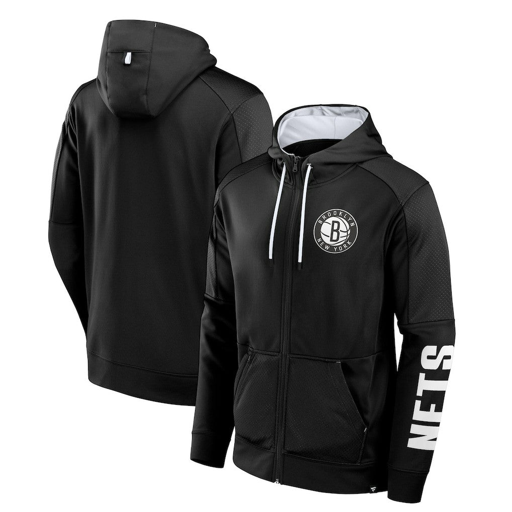 Black Brooklyn Nets Baller Defender Performance Full-Zip Hoodie | NBA