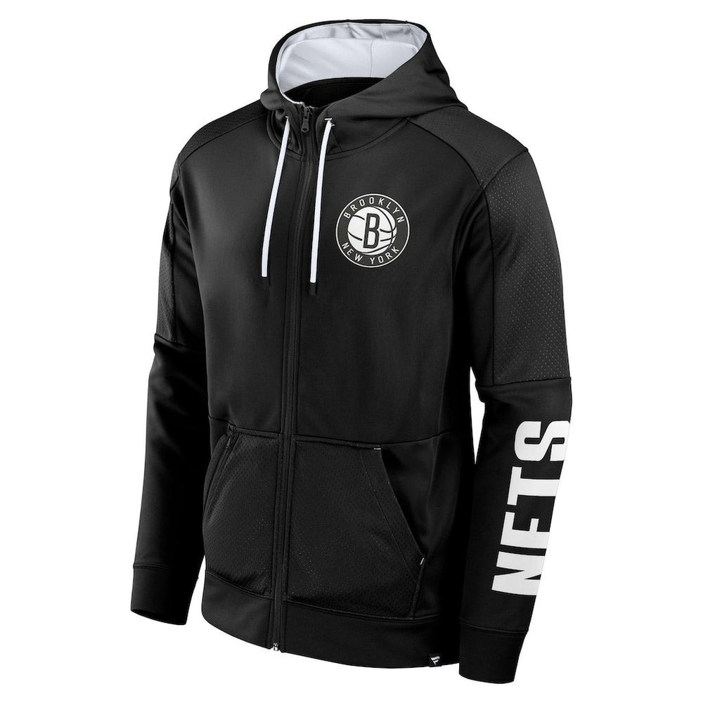 Black Brooklyn Nets Baller Defender Performance Full-Zip Hoodie | NBA