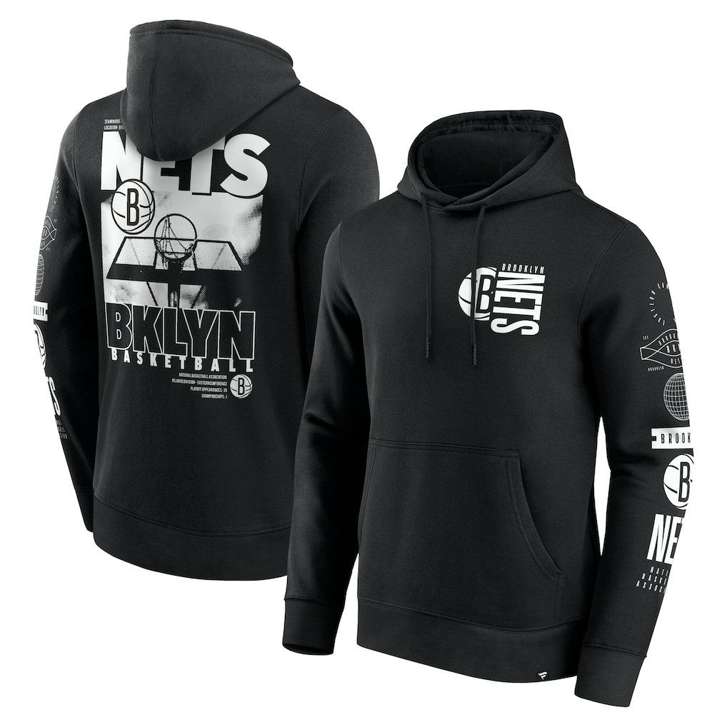 Black Brooklyn Nets Game Time Crossover Pullover Hoodie | NBA