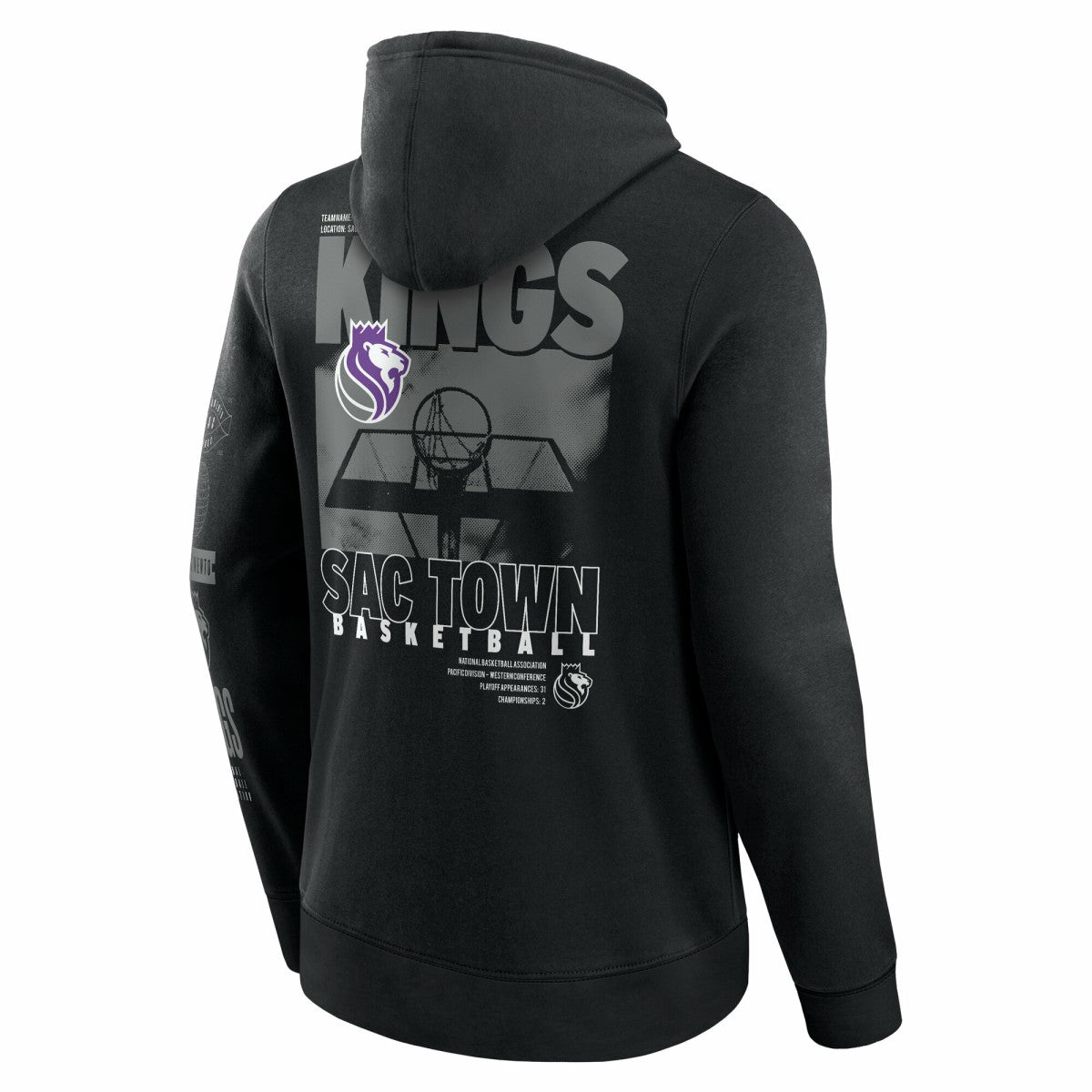 Black Sacramento Kings Game Time Crossover Pullover Hoodie | NBA