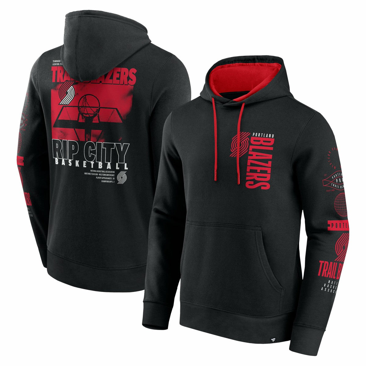Black Portland Trail Blazers Game Time Crossover Pullover Hoodie | NBA