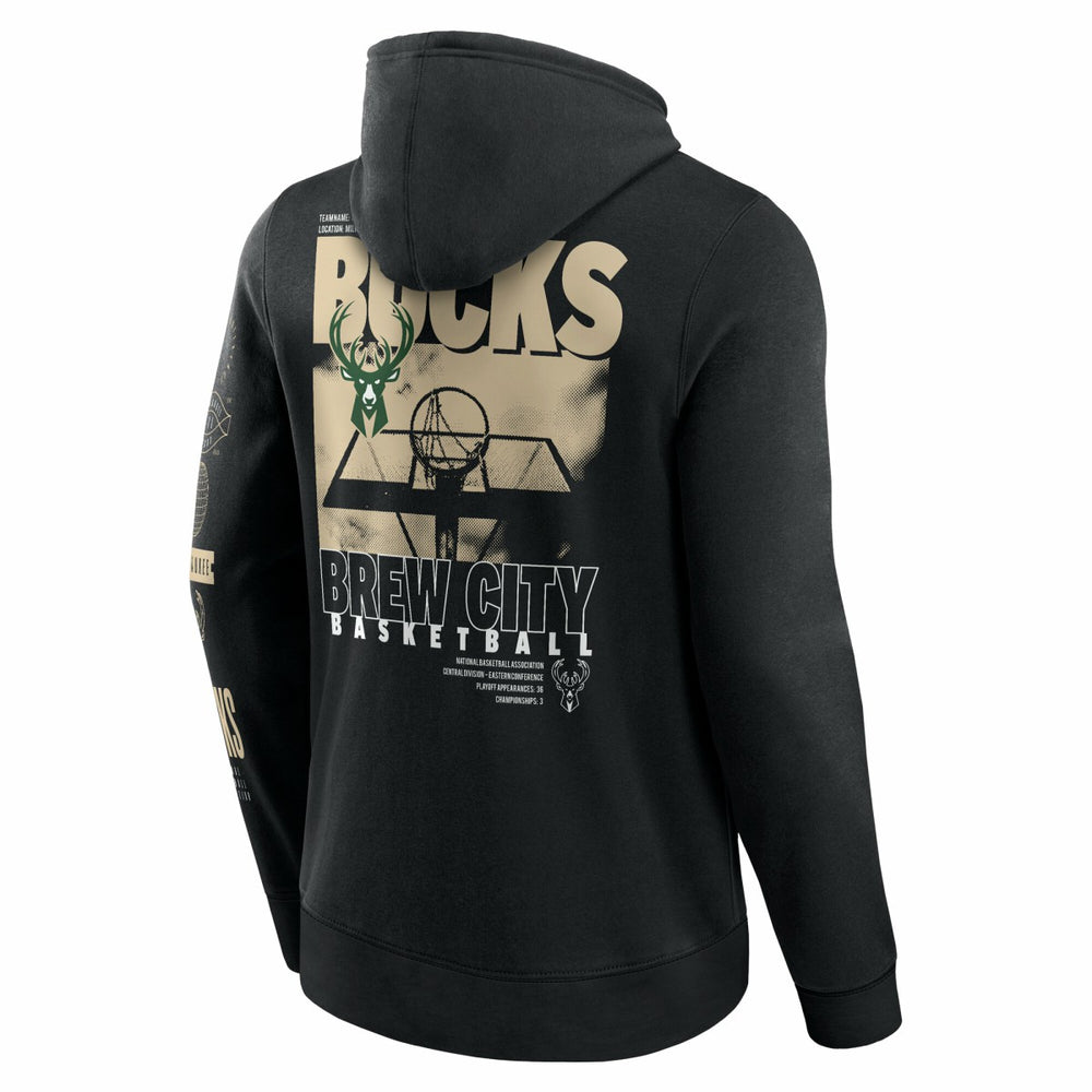 Black Milwaukee Bucks Game Time Crossover Pullover Hoodie | NBA