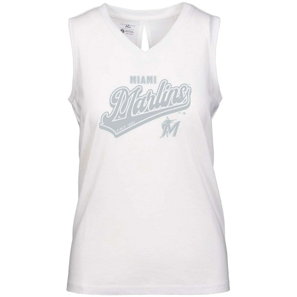 Miami Marlins Levelwear Women's  Paisley Sweep V-Neck Tank Top - MLB Tanks