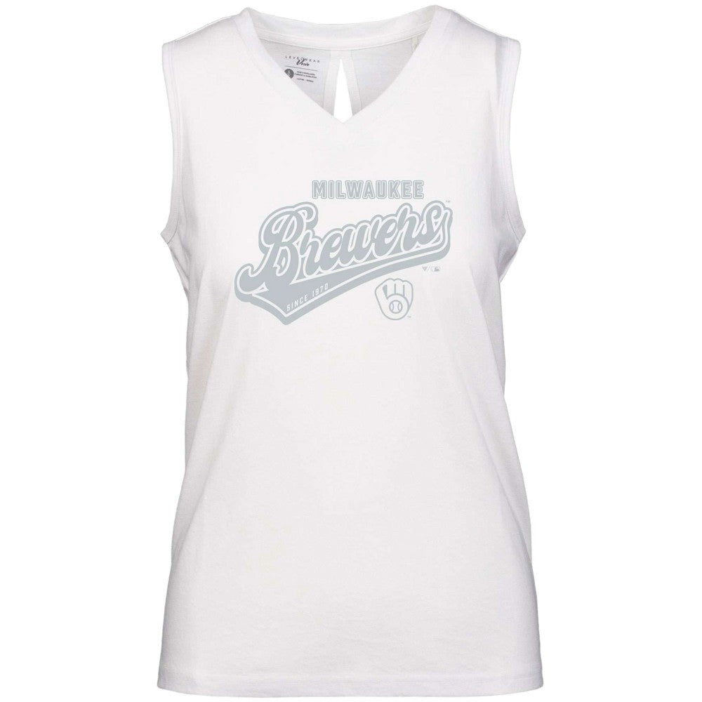 Milwaukee Brewers Levelwear Women's  Paisley Sweep V-Neck Tank Top - MLB Tanks