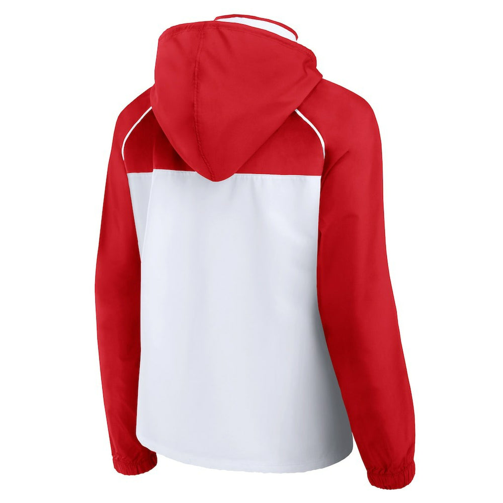 White/Red Chicago Bulls Women's Anorak Raglan Full-Zip Hoodie Jacket | NBA