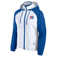 White/Royal Philadelphia 76ers Women's Anorak Raglan Full-Zip Hoodie Jacket | NBA