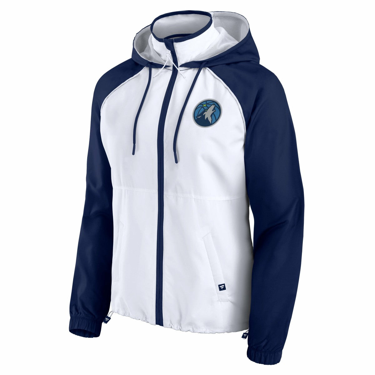 White/Navy Minnesota Timberwolves Women's Anorak Raglan Full-Zip Hoodie Jacket | NBA