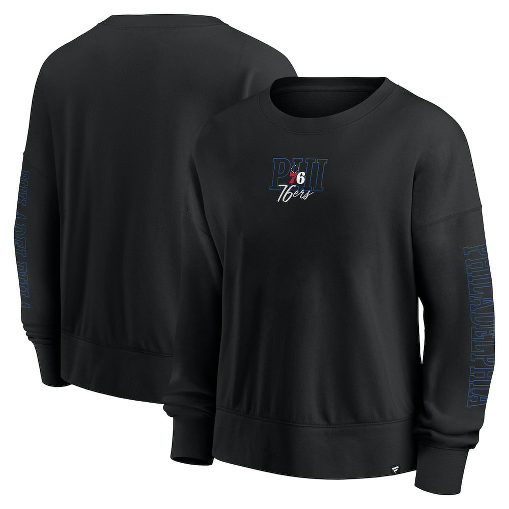 Black Philadelphia 76ers Women's Oversized Game Day Pullover Sweatshirt | NBA
