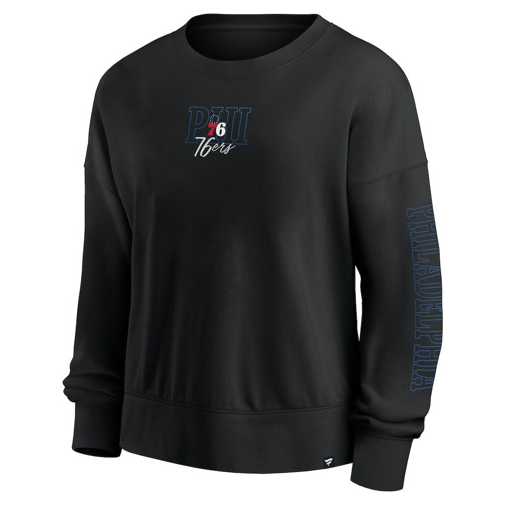 Black Philadelphia 76ers Women's Oversized Game Day Pullover Sweatshirt | NBA