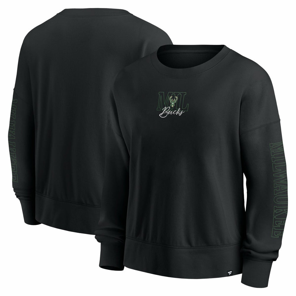 Black Milwaukee Bucks Women's Oversized Game Day Pullover Sweatshirt | NBA