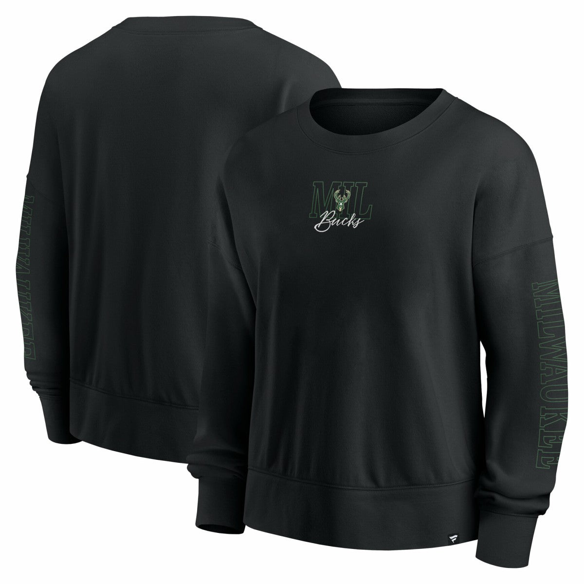 Black Milwaukee Bucks Women's Oversized Game Day Pullover Sweatshirt | NBA
