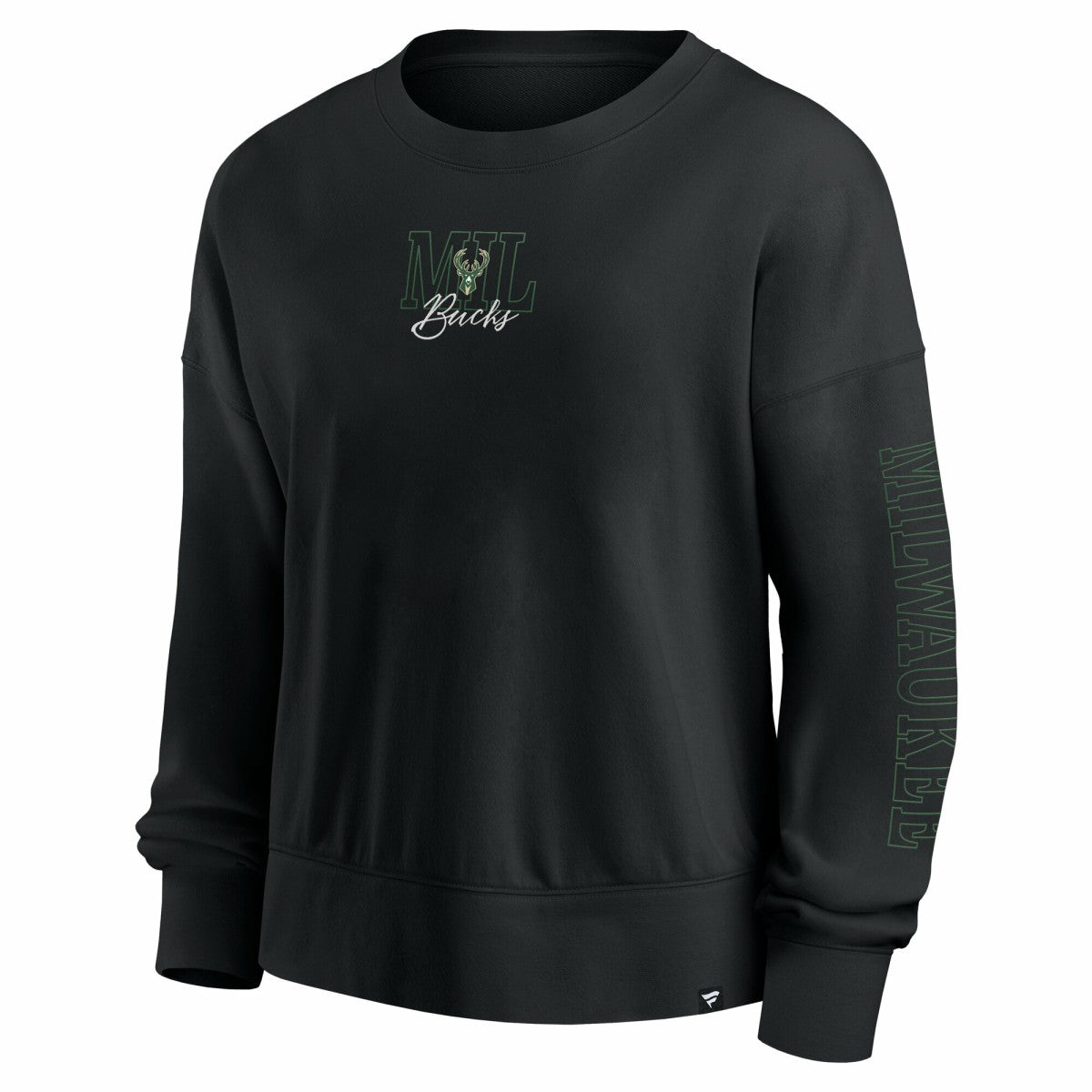 Black Milwaukee Bucks Women's Oversized Game Day Pullover Sweatshirt | NBA