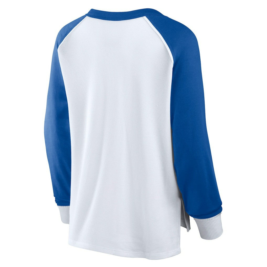 White Philadelphia 76ers Women's Open Lane Waffle Long Sleeve V-Neck T-Shirt | NBA