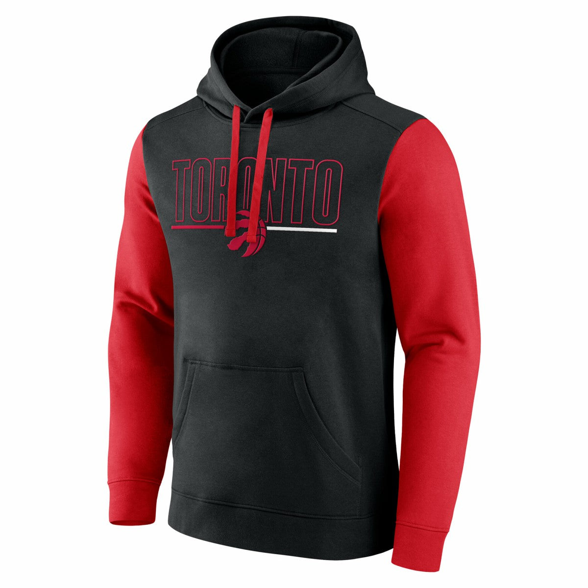 Black Toronto Raptors Logo Athletic Outline Colorblock Pullover Hoodie | NBA