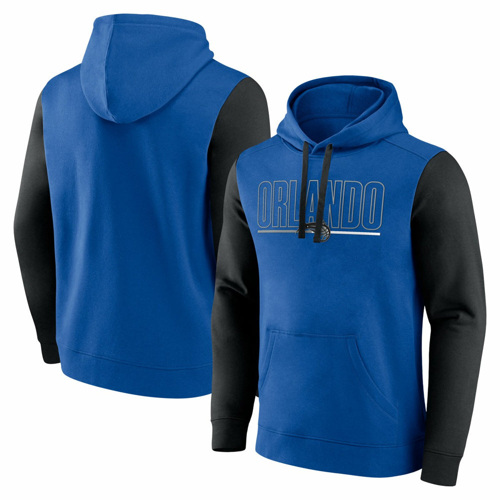 Blue Orlando Magic Logo Athletic Outline Colorblock Pullover Hoodie | NBA