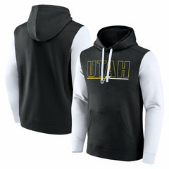 Black Utah Jazz Logo Athletic Outline Colorblock Pullover Hoodie | NBA