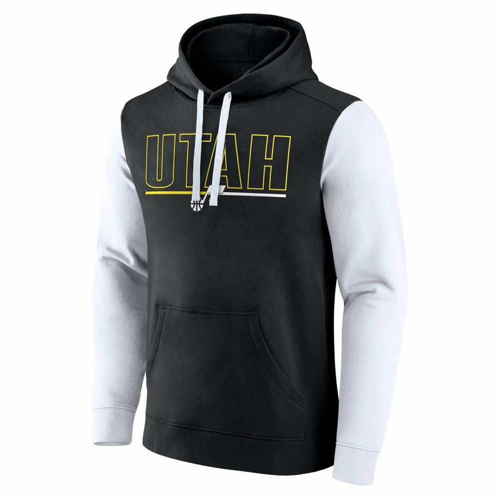 Black Utah Jazz Logo Athletic Outline Colorblock Pullover Hoodie | NBA