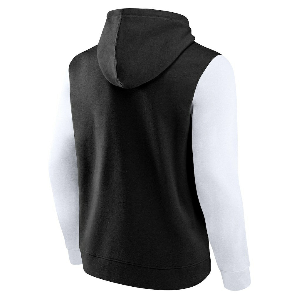 Black Brooklyn Nets Logo Athletic Outline Colorblock Pullover Hoodie | NBA