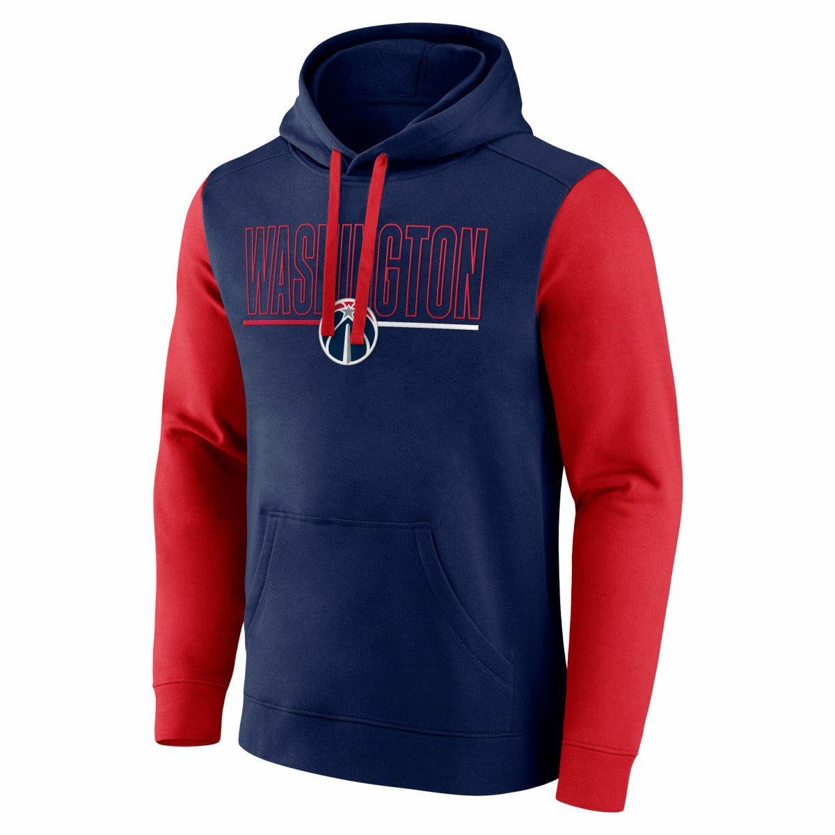 Navy Washington Wizards Logo Athletic Outline Colorblock Pullover Hoodie | NBA