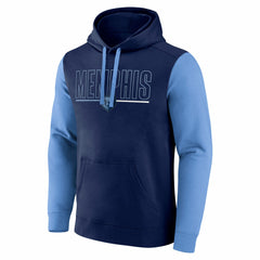 Navy Memphis Grizzlies Logo Athletic Outline Colorblock Pullover Hoodie | NBA
