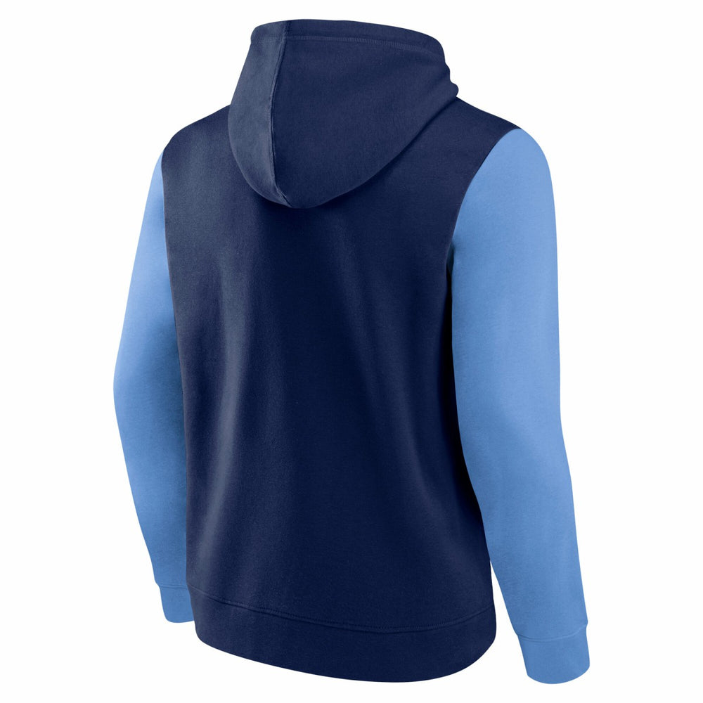 Navy Memphis Grizzlies Logo Athletic Outline Colorblock Pullover Hoodie | NBA