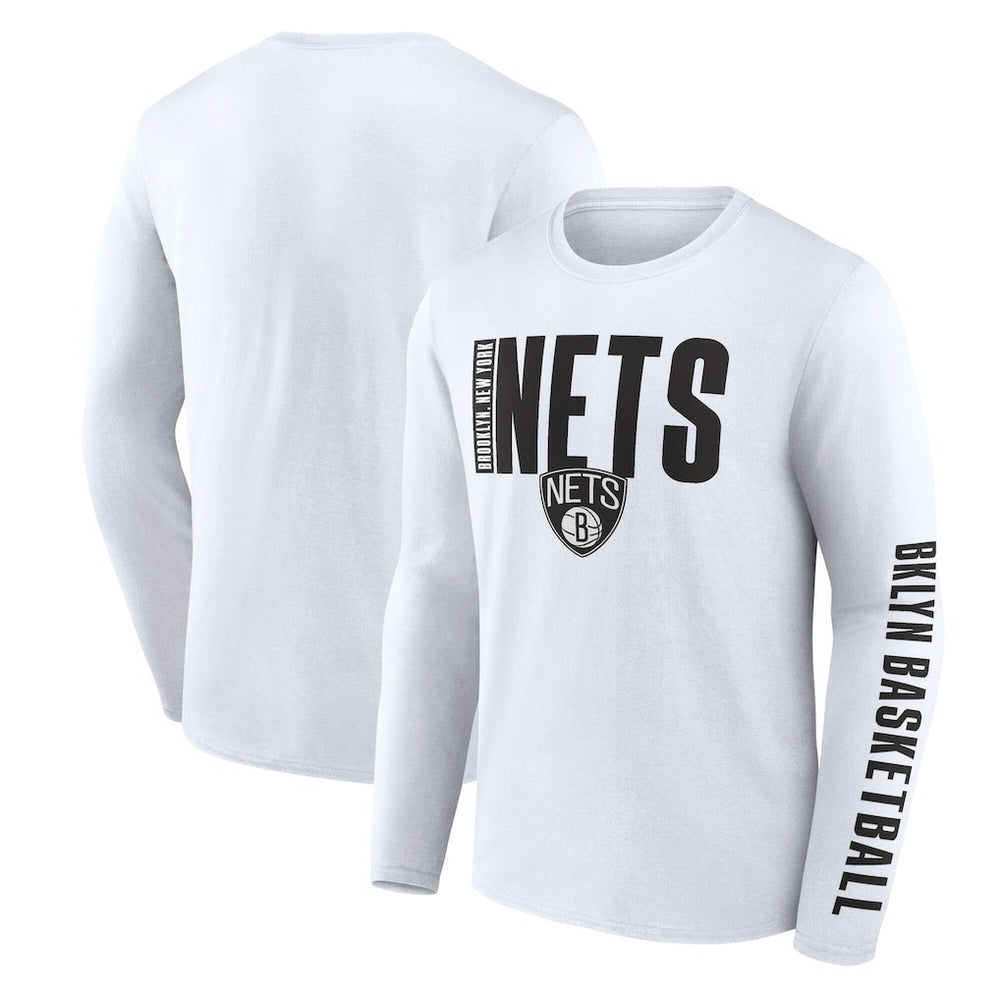 White Brooklyn Nets Logo Athletic Vision Long Sleeve T-Shirt | NBA