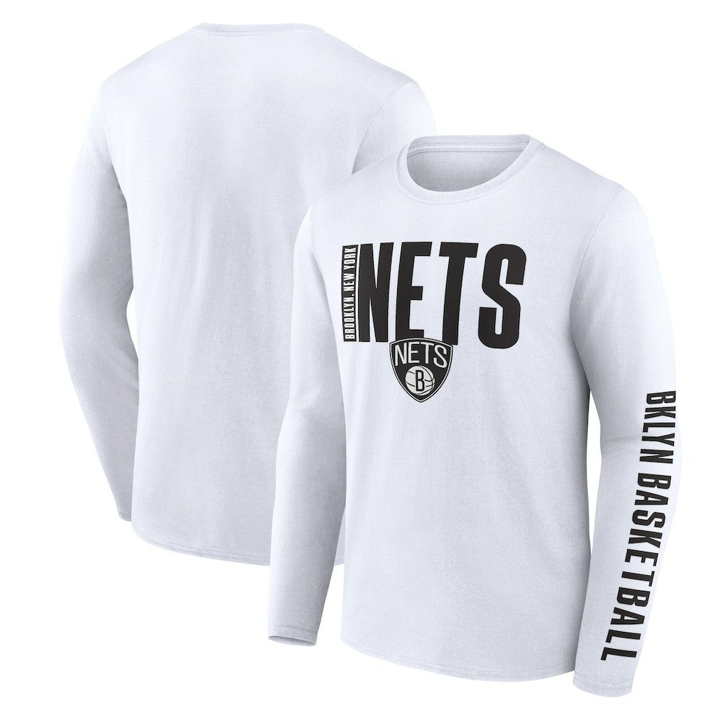 White Brooklyn Nets Logo Athletic Vision Long Sleeve T-Shirt | NBA