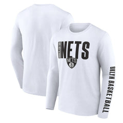 White Brooklyn Nets Logo Athletic Vision Long Sleeve T-Shirt | NBA