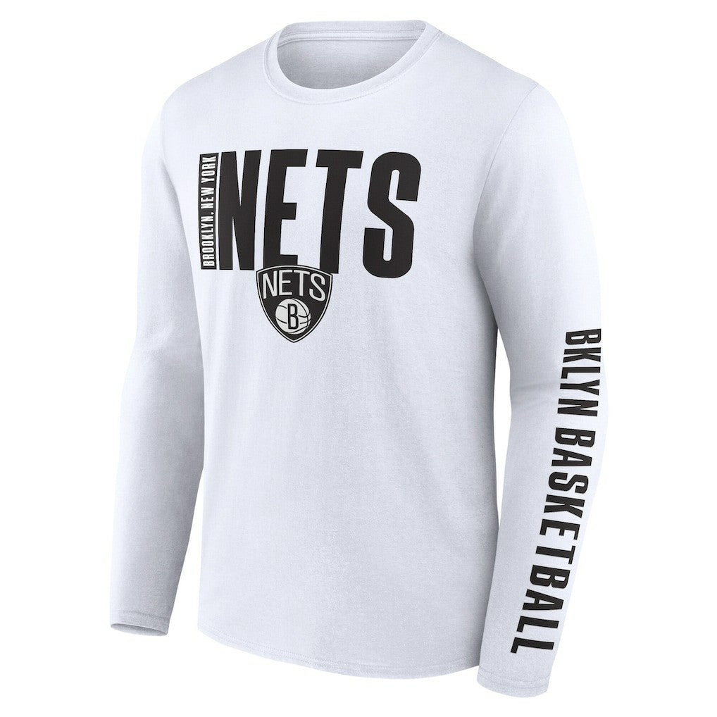 White Brooklyn Nets Logo Athletic Vision Long Sleeve T-Shirt | NBA