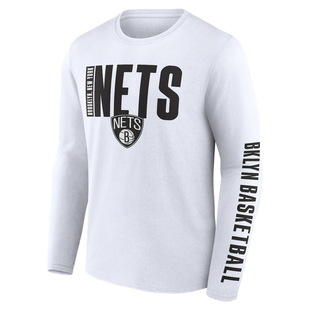 White Brooklyn Nets Logo Athletic Vision Long Sleeve T-Shirt | NBA